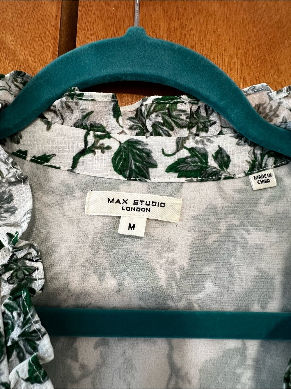 Max Studio Green and White Floral V-Neck Tiered Maxi Dress - Picture 3 of 4